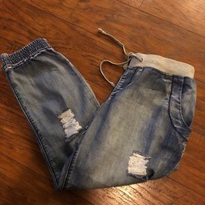 Rue 21 Distressed Jean Joggers